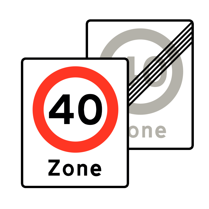 E68.4/E69.4 - Zone med lokal hastighedsbegrænsning / Ophør
