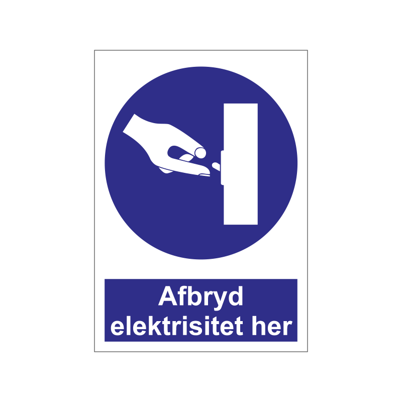 Afbryd elektricitet her