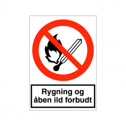 Rygning og åben ild forbudt