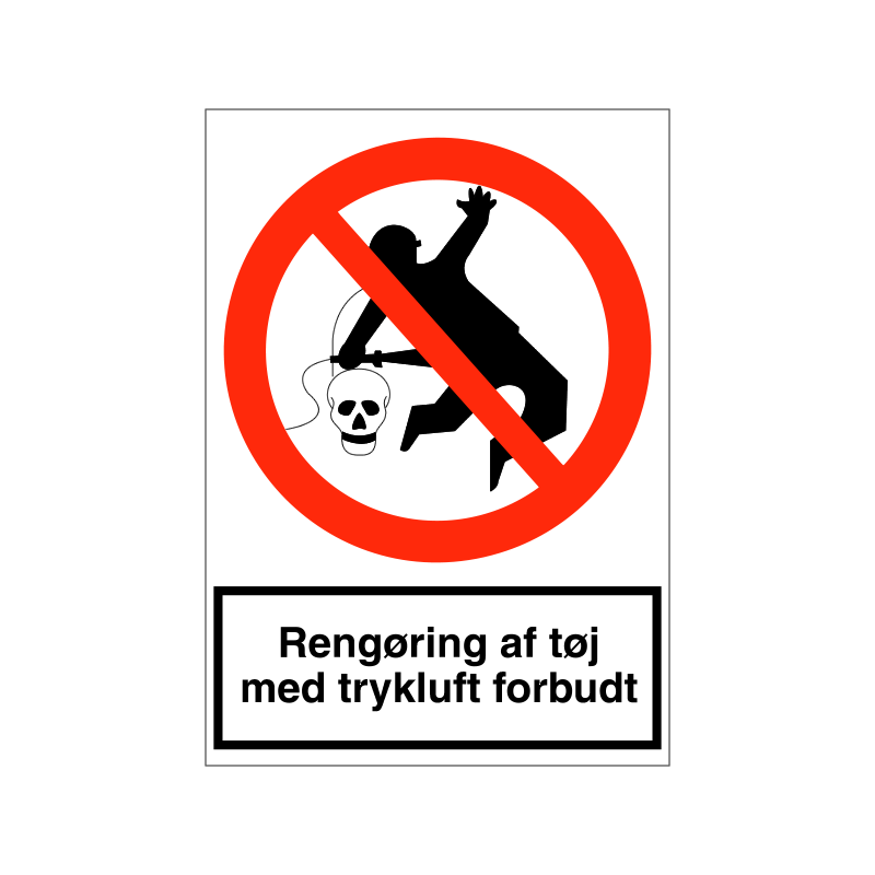 Rengøring af tøj med trykluft forbudt
