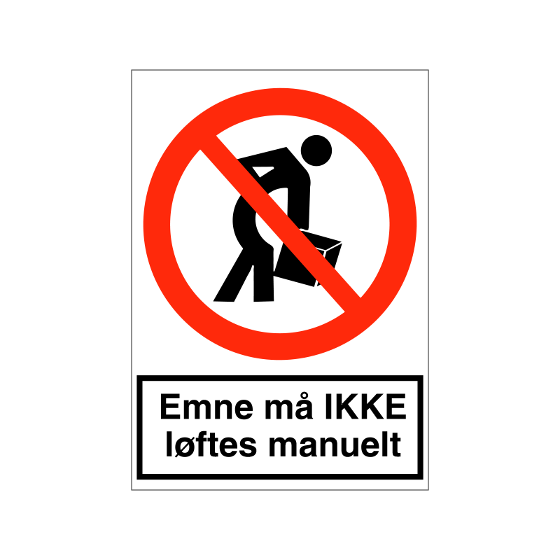 Emne må IKKE løftes manuelt