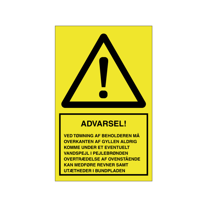 advarsel ved tømning