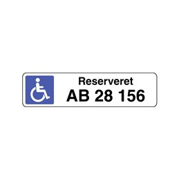 reserveret parkeringsplads med registreringsnummer