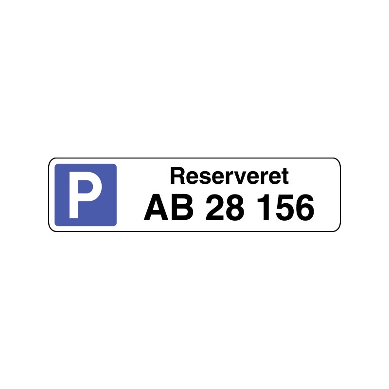 reserveret parkeringsplads med registreringsnummer