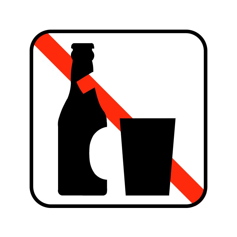 pictogram / piktogram - Glas og flasker må ikke medbringes