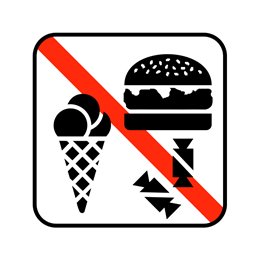 pictogram / piktogram - Is og mad må ikke medbringes