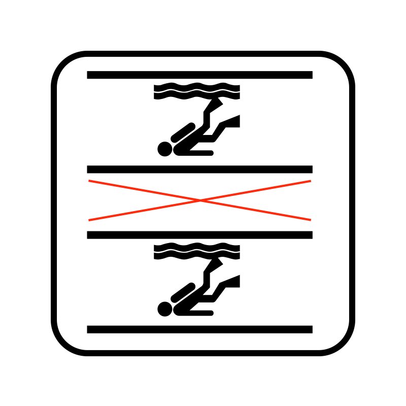 pictogram / piktogram - Dykning i springbassin tilladt indenfor afmærkning