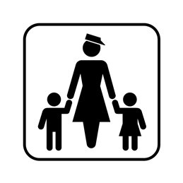 pictogram / piktogram - Børn under 6 år skal følges med en voksen
