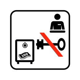 pictogram / piktogram - Pengeskabet kan ikke åbnes af personalet