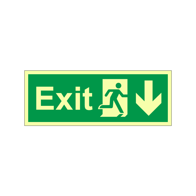exit with running man symbol arrow down