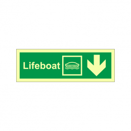 Lifeboat symbol with arrow down