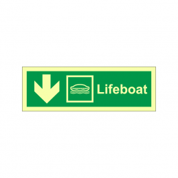 Lifeboat symbol with arrow down