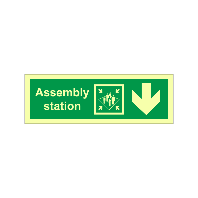 Assembly station symbol with arrow down