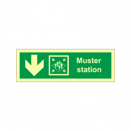 Muster station symbol with arrow down