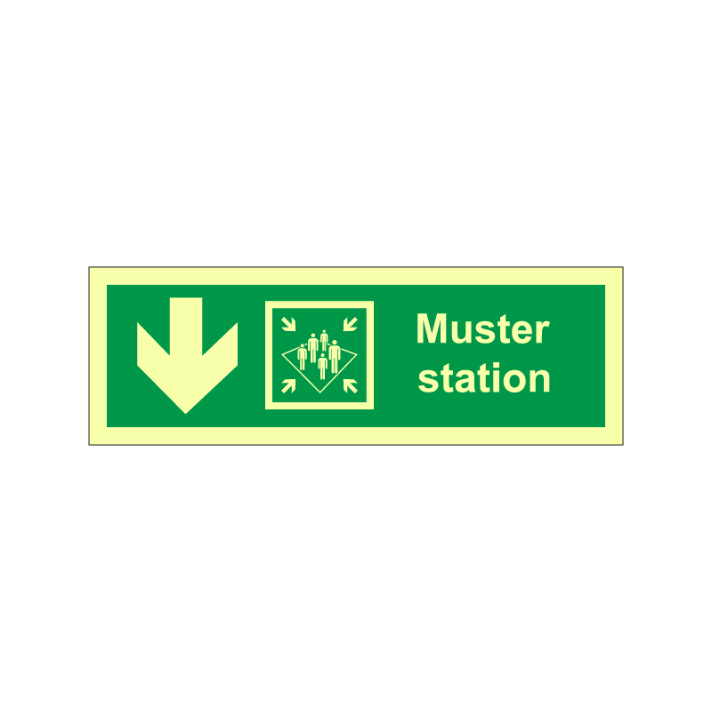Muster station symbol with arrow down