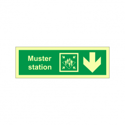 Muster station symbol with arrow down