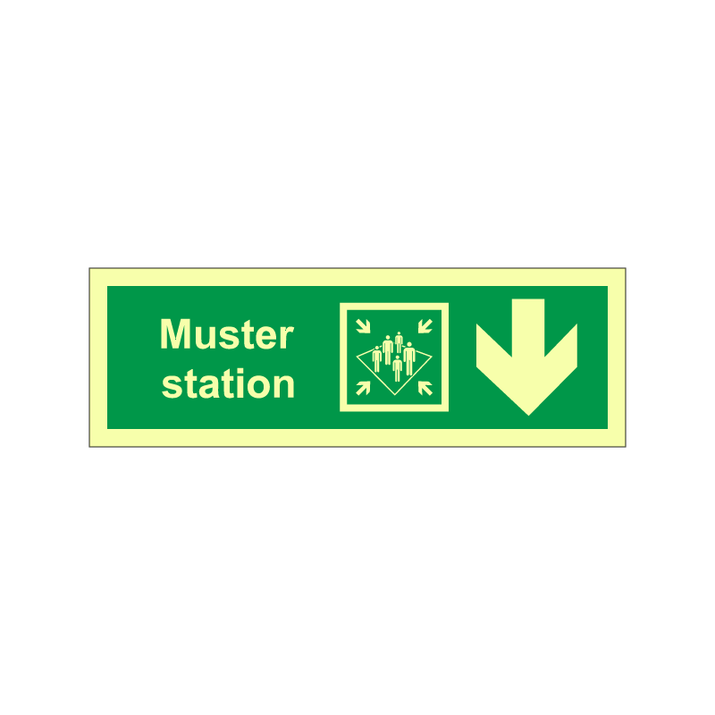 Muster station symbol with arrow down