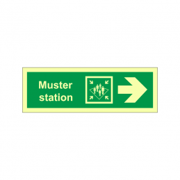 Muster station symbol with arrow right