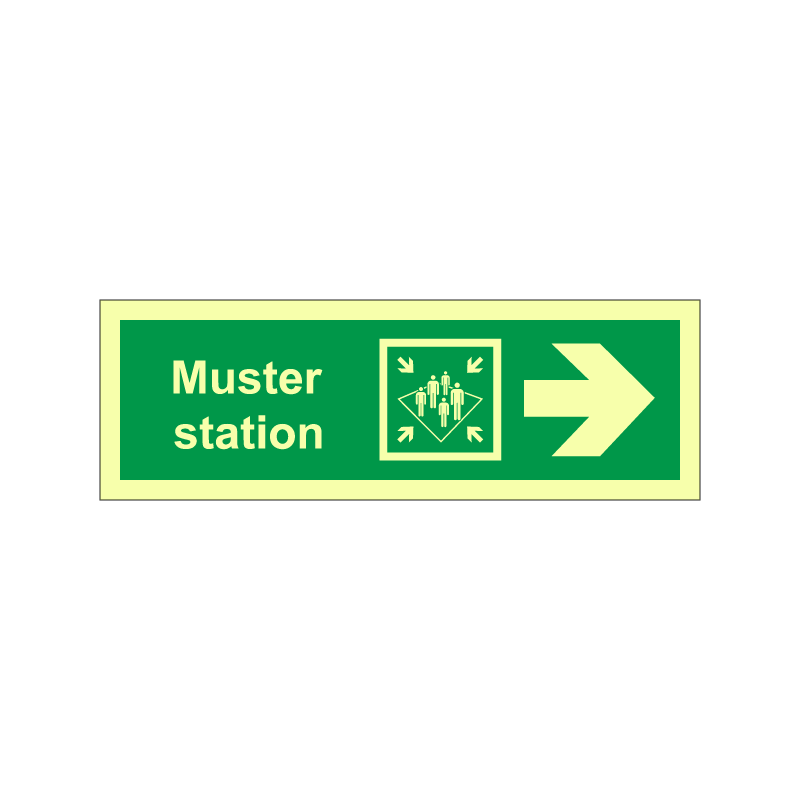 Muster station symbol with arrow right