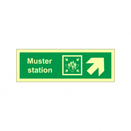 Muster station symbol with arrow diagonally up right
