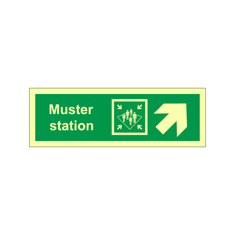 Muster station symbol with arrow diagonally up right