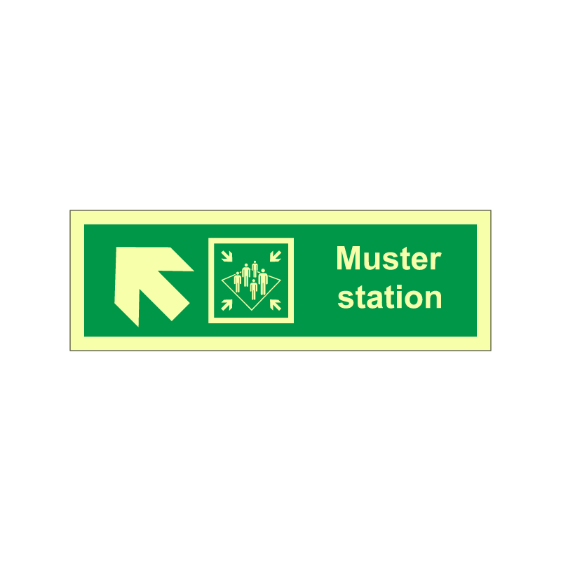 Muster station symbol with arrow diagonally up left