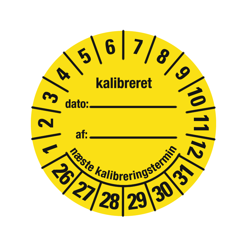 kontrolmærke kalibreret næste kalibreringstermin