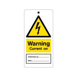 temporary tie tag - current on