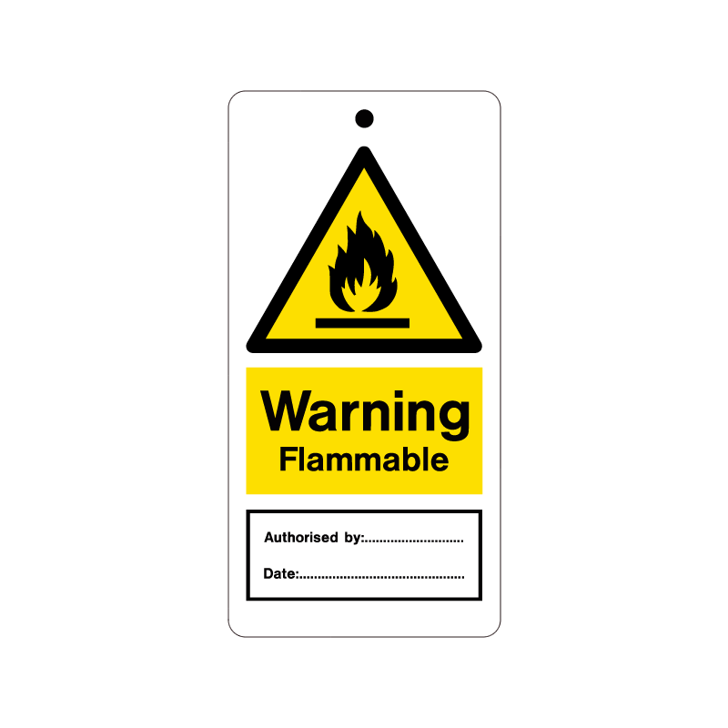 temporary tie tag - flammable